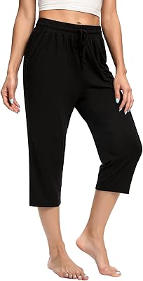 Women's Capri Yoga Pants, Quick Dry High Waisted Hiking Lightweight Pants Drawstring Outdoor Pants for Women