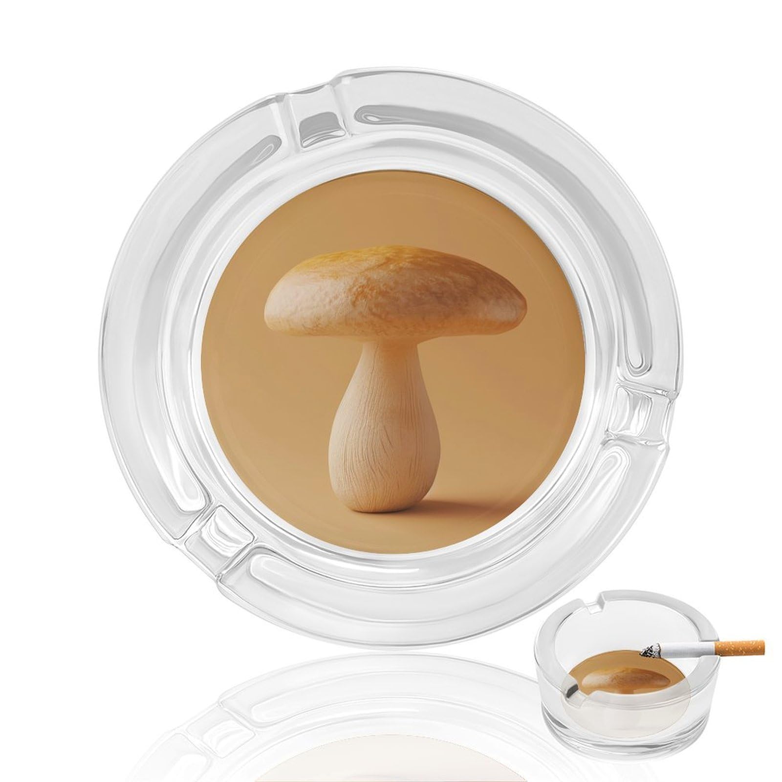 Single Mushroom Simple Glass Ashtray for Cigarettes Portable Decorative Ash Trays for Home Office Decor