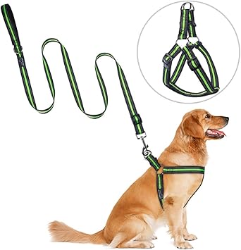 Amazon 犬用ハーネス リードセット Petbaba ペットババ 犬ハーネス 胴輪 引っぱり防止 中型犬 大型犬 反射可 調節可能 愛犬 ランニング 訓練 しつけ 散歩用 事故防止 交通安全グッズ グーリン Petbaba ハーネス 通販