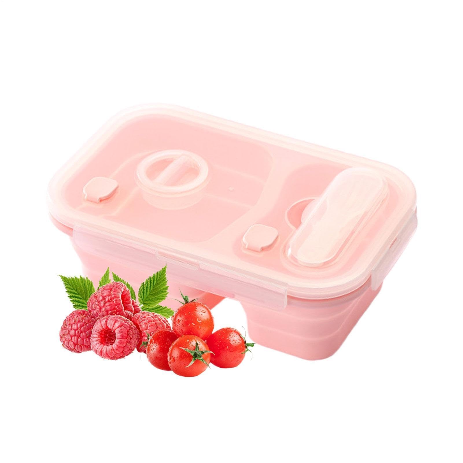 MRKU Boîte à Lunch en Silicone, contenants Alimentaires, récipients à Salade Pliables et étanches avec Compartiments en Silicone