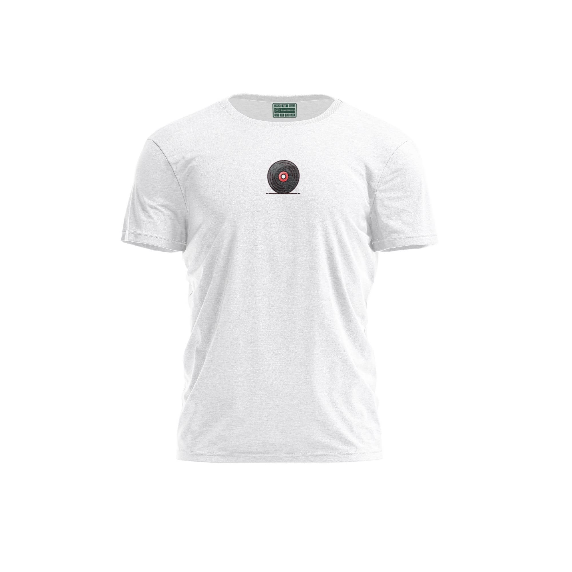Bona Basics, Digitally Printed, Men's Basic T-Shirt,%100 Cotton, White, Casual, Men's Tops, Size: S
