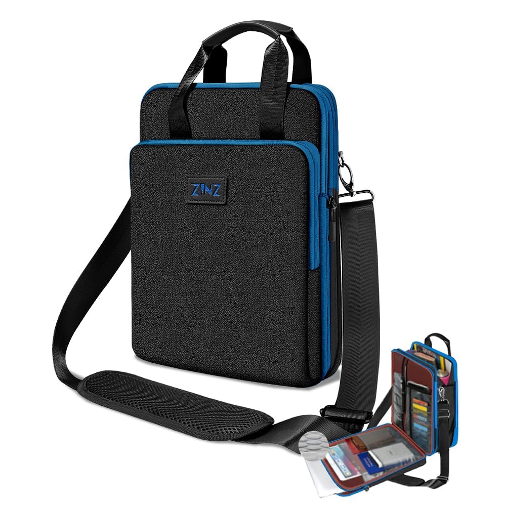 ZINZ Borsa a Tracolla per Laptop da Viaggio da 12,3-13 Pollici con Scomparto Espandibile e Scomparto per Oggetti di Valore -Nero