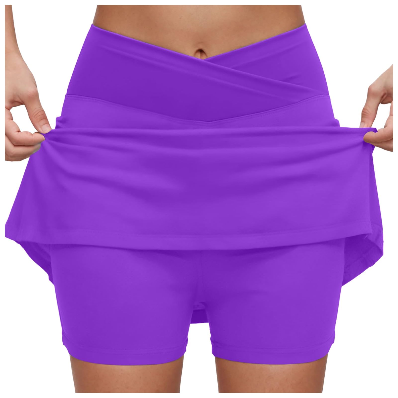 Skorts for Woman Golf Skirt V Crossover Lightweight Tennis Athletic Skorts with Pockets (Purple, XXXXXL)