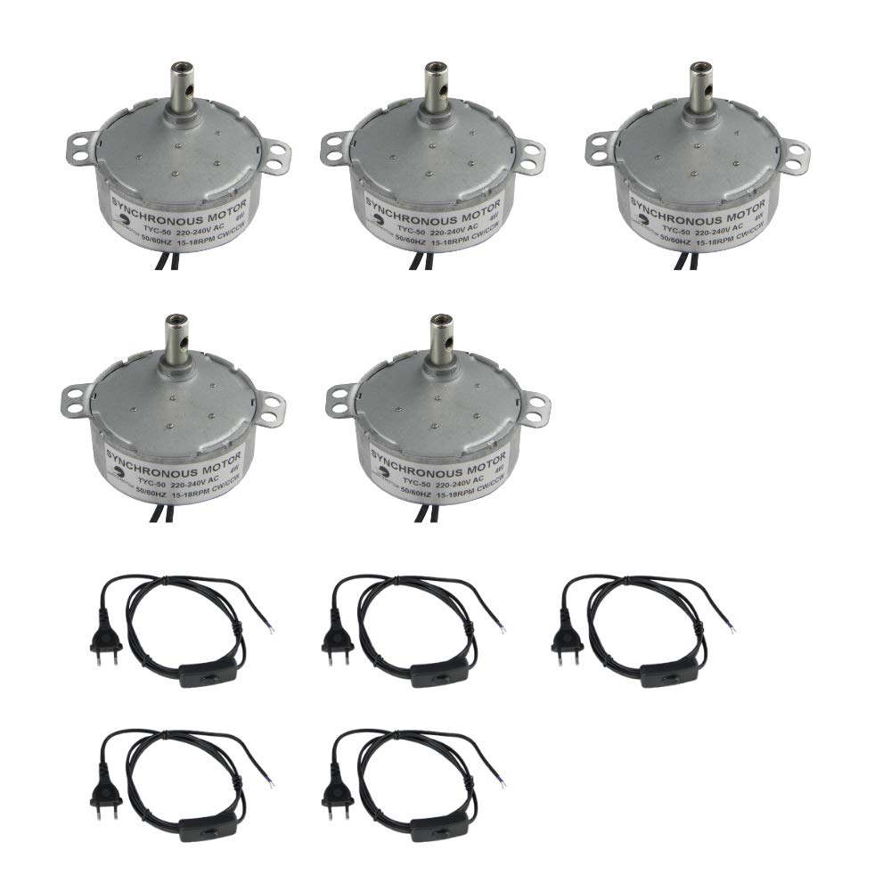 CHANCS Turntable Motor Elektromotor Synchron Motor TYC-50 220V 15-18RPM with 1.8m Length Power Cord Switch In-line Foot Push Lamp 5PCS