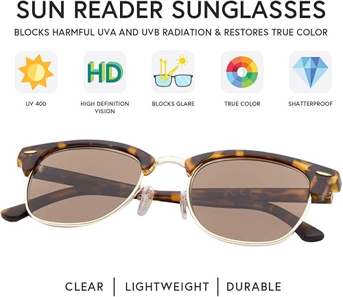 Miniatura 9 de VITENZI Gafas de sol con lectores para hombres y mujeres, lentes de lectura teñidas con sol con lectores completos - Tivoli