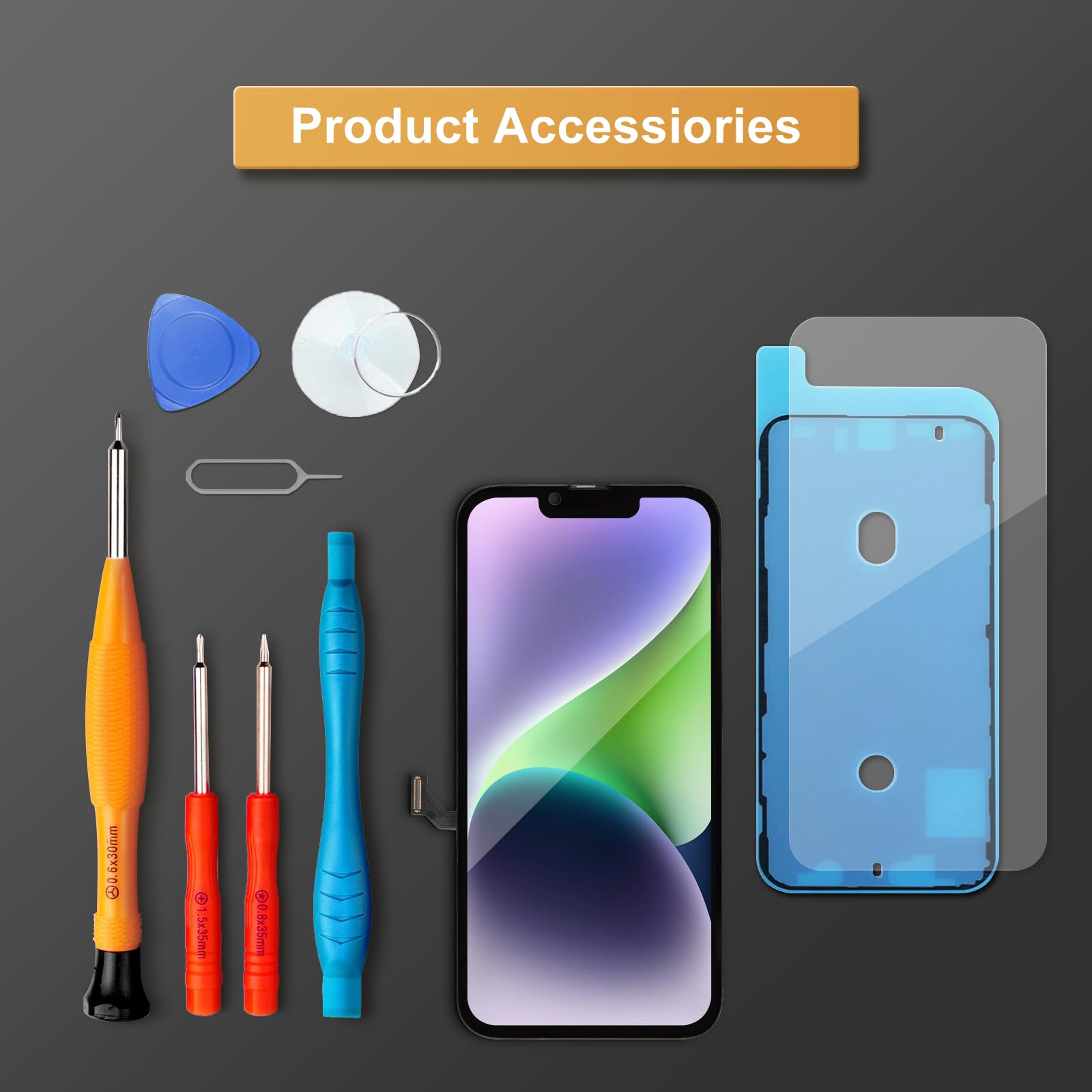 LL TRADER Display per iPhone 14 OLED 6,1'' OLED e Kit di Riparazione | Supporto per Schermo FHD con 3D Touch e Digitalizzatore, Dotato di Nastro Adesivo Impermeabile e Pellicola Protettiva