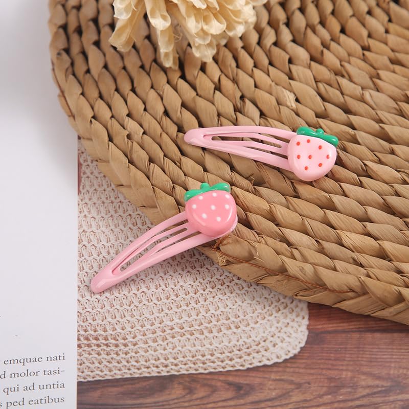 8 Pcs Pink Lovely Strawberry Hair Clips, Fruit Hair Clips Strawberry Hair Accessories for Girls - Image 3