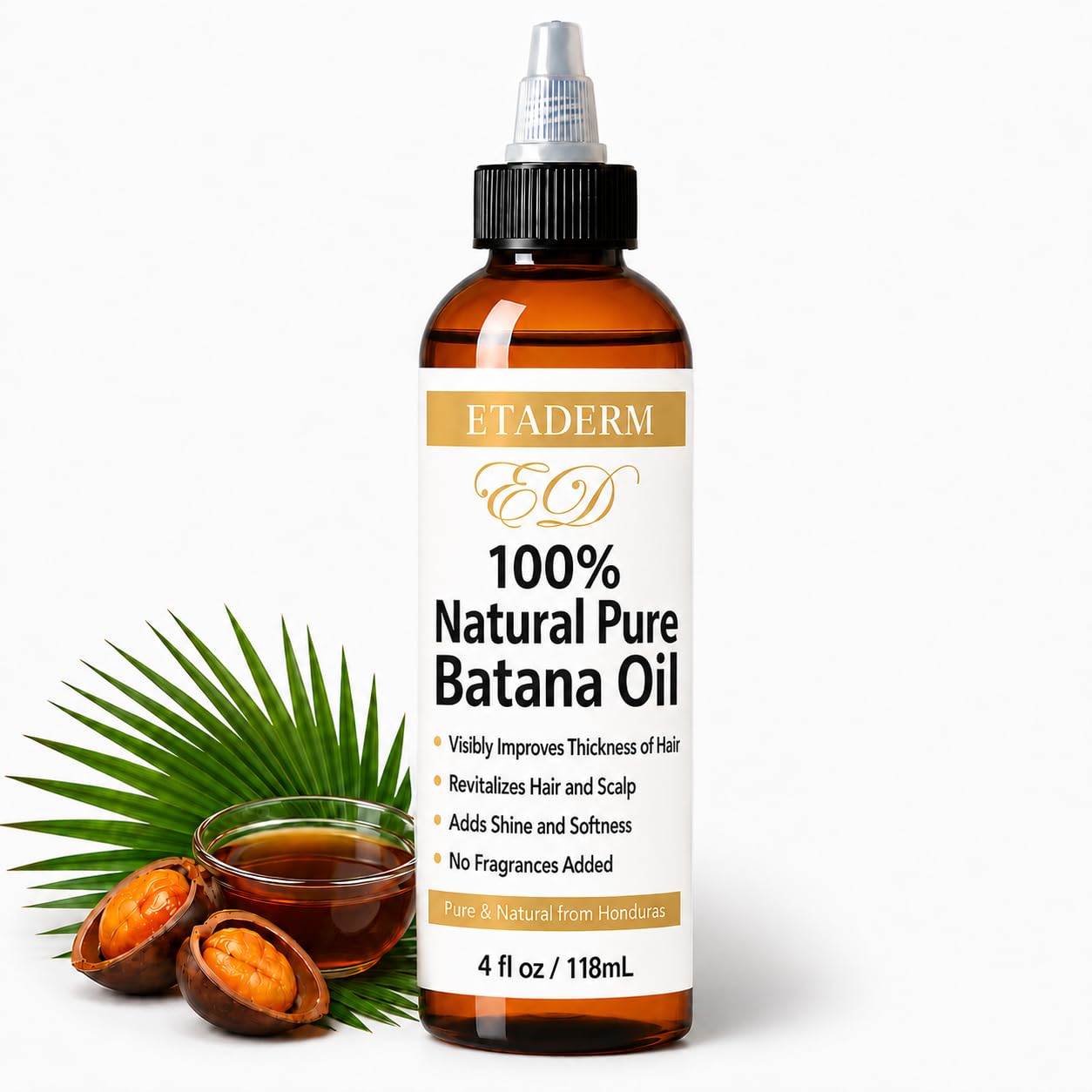 100% Pure Raw Batana Oil for Hair Growth - Stimulates Regrowth, Nourishes & Repairs Damage - All Natural, Cold-Pressed, Authentic Honduras-Sourced Hair Oil for Stronger Thicker Hair, 4 Fl Oz 4 Fl Oz (Pack of 1)