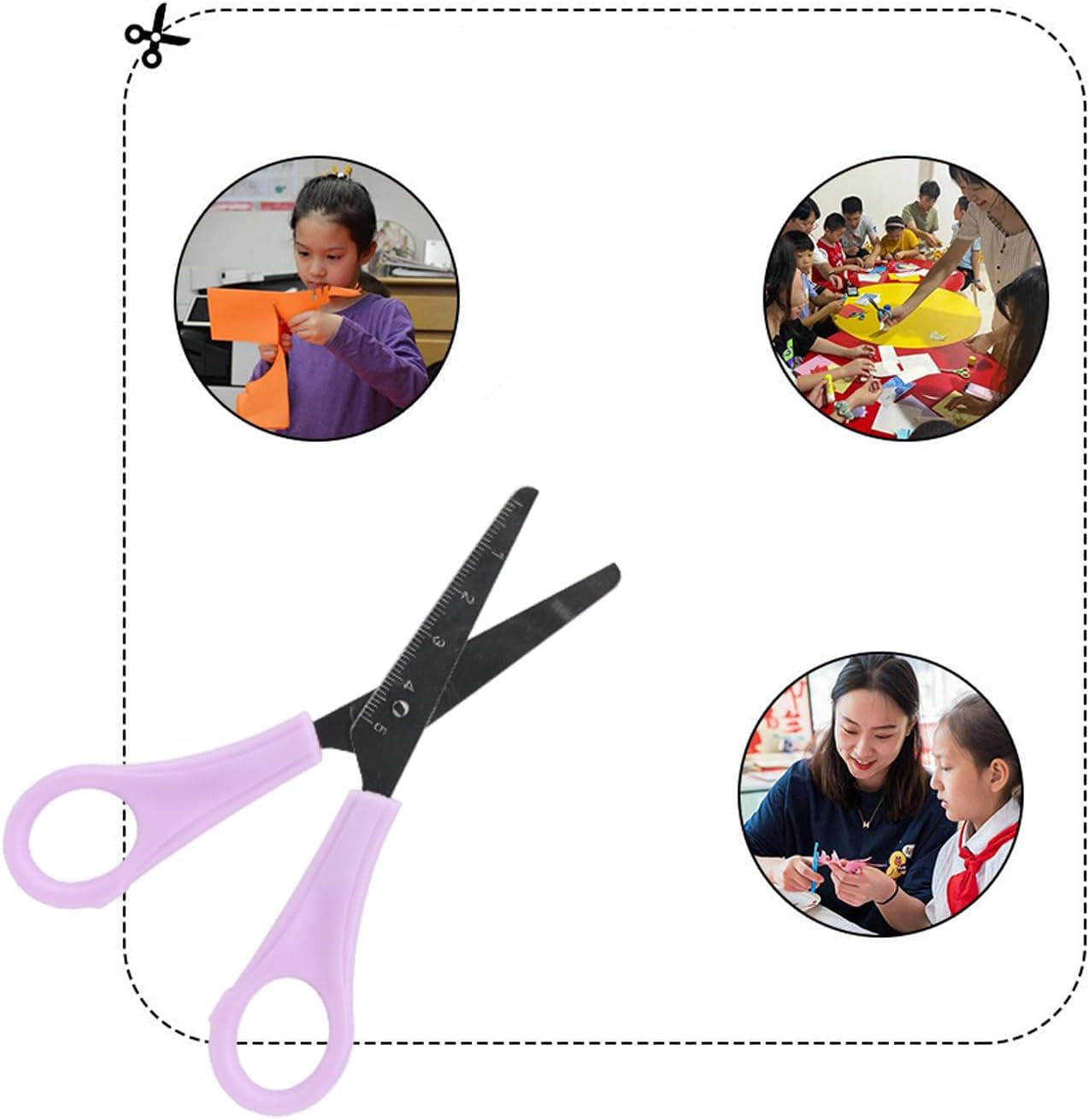 6 Pack Safety Scissors, 5' Safety Blunt Tip Kids Craft Scissors for School Class, Art Crafting Classes, Office Supplies and Other Daily Use (Bright color)