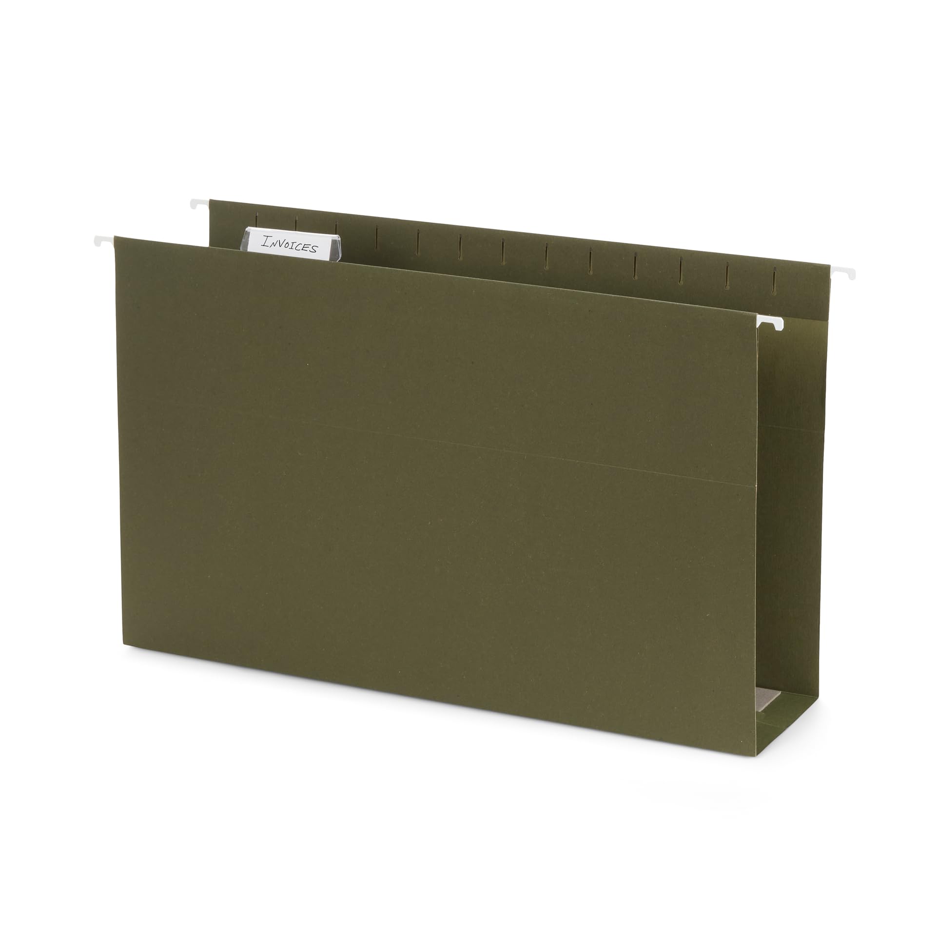 Blue Summit Supplies 25 Legal Size Hanging File Folders with 3" Expansion, Standard Green Expandable Hanging File Folders, 25 Plastic Tabs and Inserts, Durable 12pt Paper