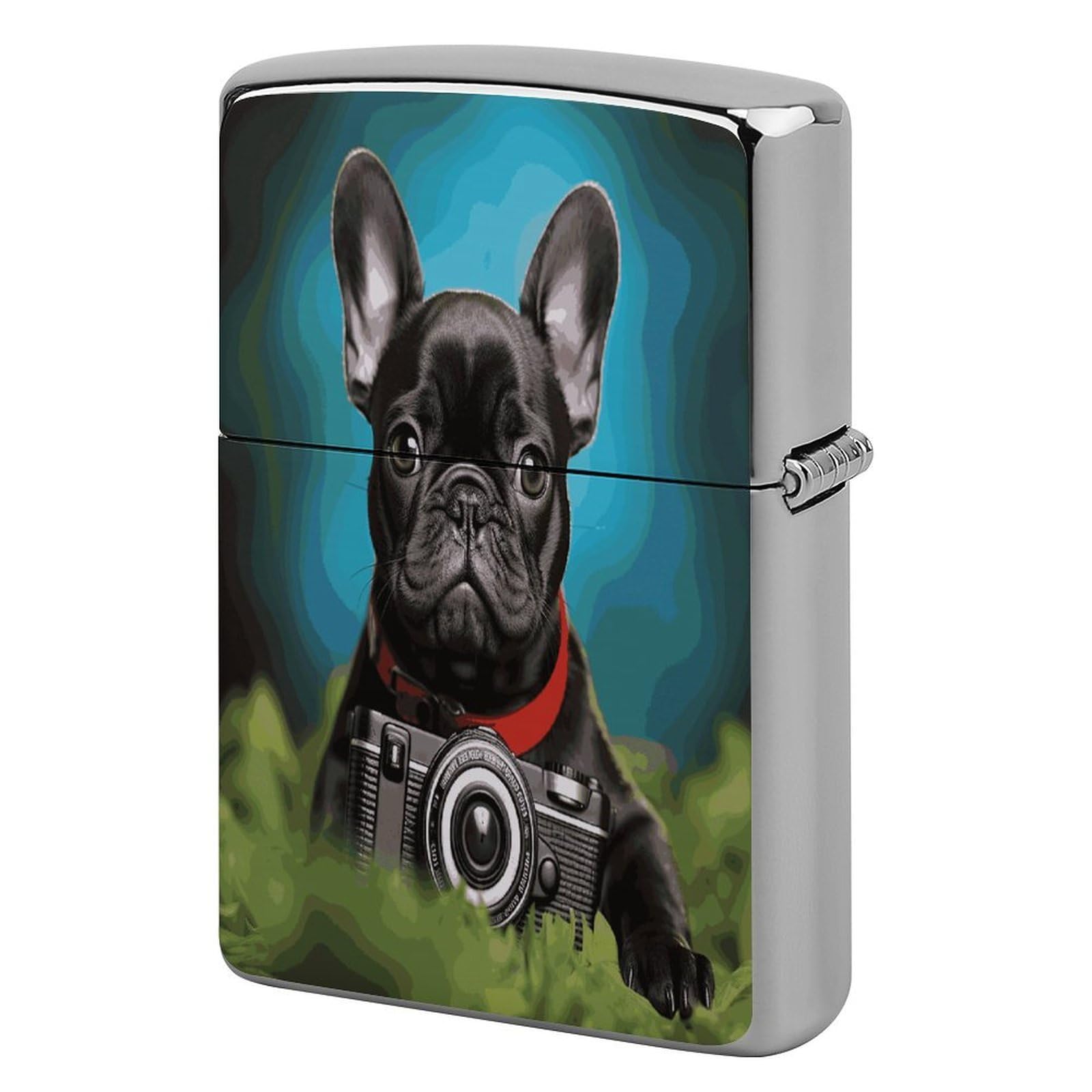 Fekiloot Style French Bulldog Puppy With Camera Lighter Case Cover Lighter Holder