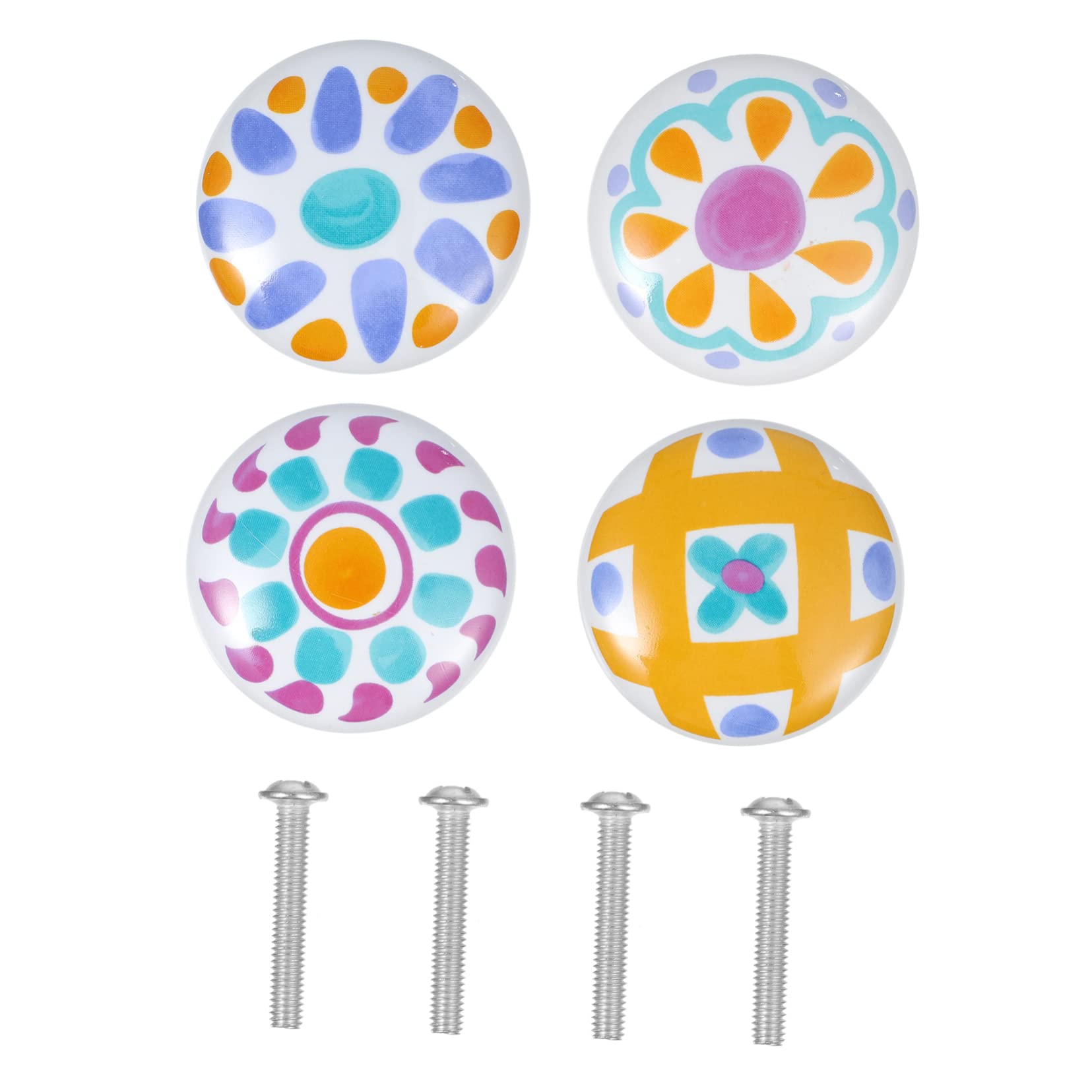 ARTIBETTER Dresser Drawer Handles Cartoon Ceramic Round Knob Single Hole Sturdy Alloy Ceramic Material