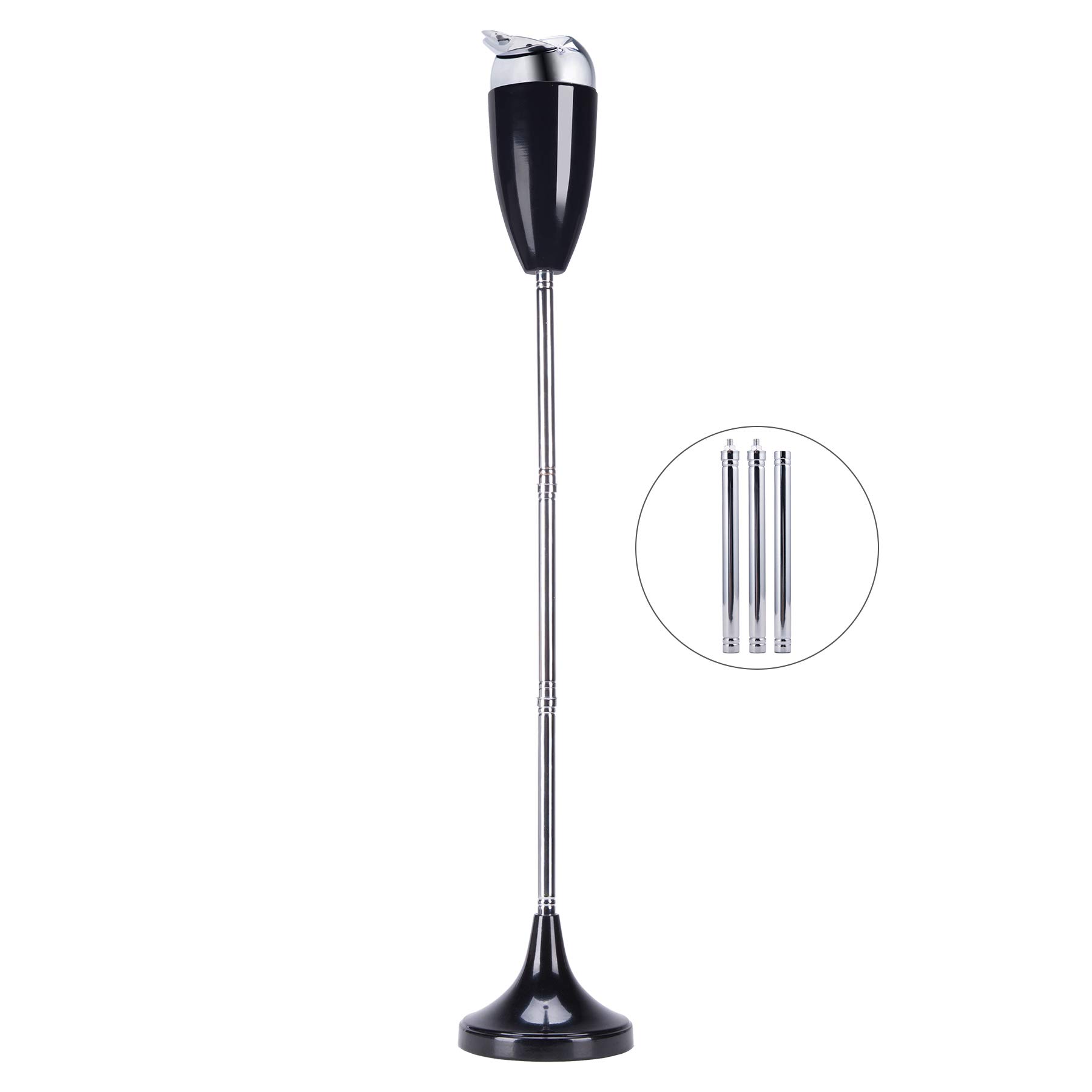 CO-Z Adjustable Ashtray, Smokeless Odorless Indoor Outdoor Floor Standing Ash Tray with Lid for Home Patio Cigarettes Ash Butt Disposal, Windproof Balcony Ashtray in 20", 27.5", 35" Heights, Black