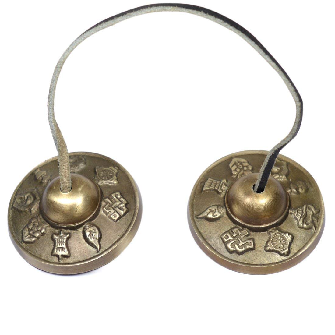VR Creatives Products Vastu/Feng Shui 2.5" Auspicious Symbols Tingsha Bell Manjira Tibetan Cymbals for Buddhist, Meditation, and Yoga - Antique Style Beautiful Sound-image-36