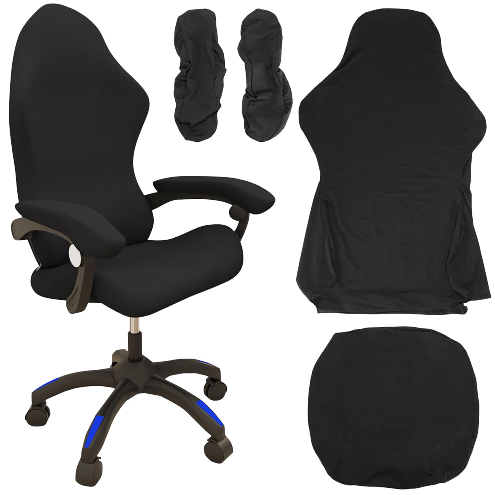 WIYETY Juego de 4 fundas para silla de videojuegos, lavable, con reposabrazos, funda y respaldo de silla, funda y funda para silla de oficina, para gaming, silla de ordenador, silla giratoria