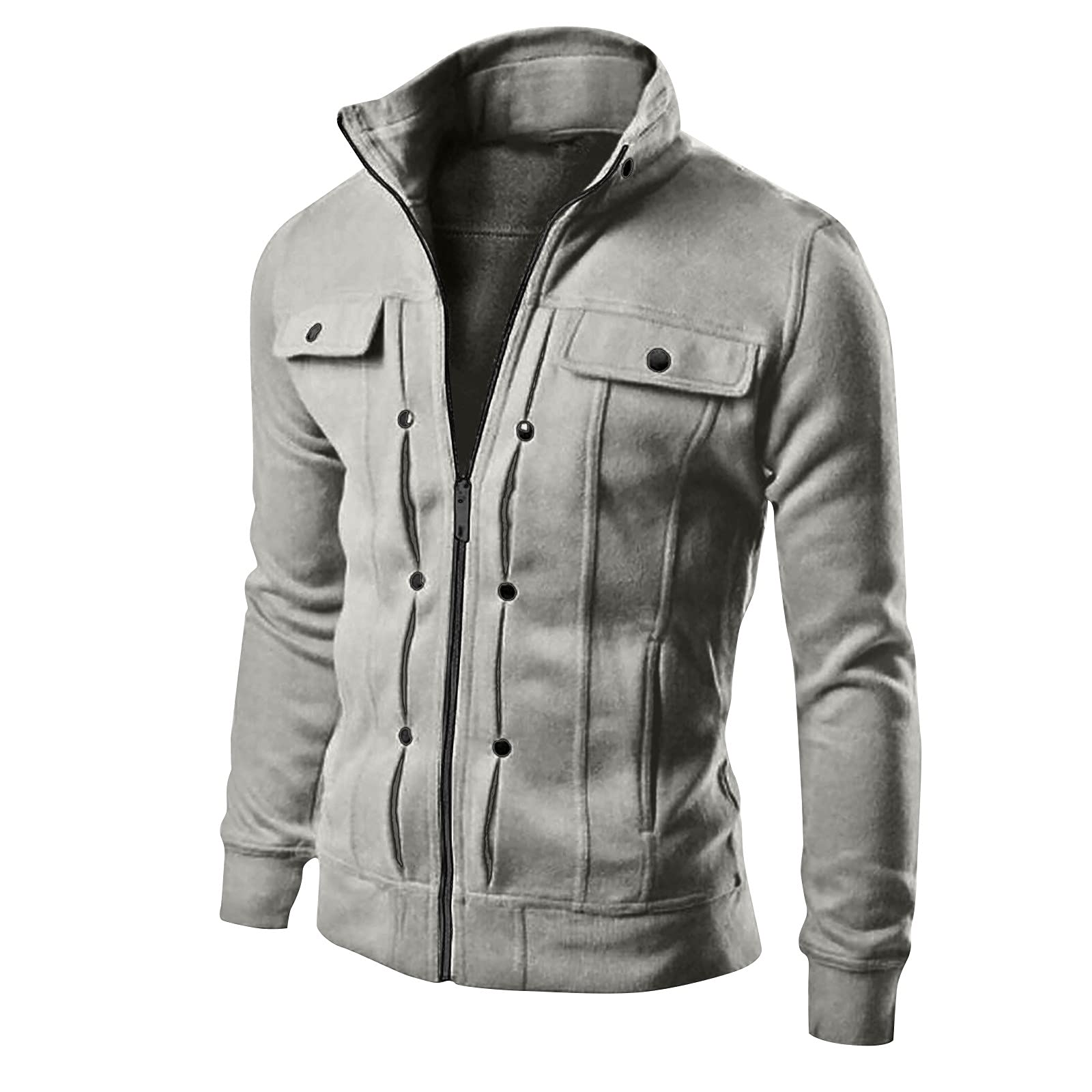 uxxnjfg Mantel Herren Winter Übergangsjacke Wärme Bomberjacke Zipper mit Stehkragen Winterparka Wärme Modern Arbeits Herbst Jacke Arbeitsjacke