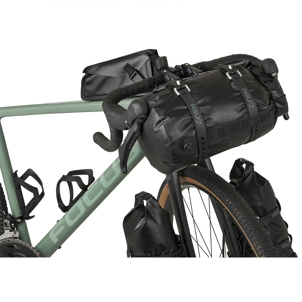 AGU Lenkertasche vorne Bikepacking Extreme Pro schwarz 9,6 Liter wasserdicht mit Halterung aus Aluminium