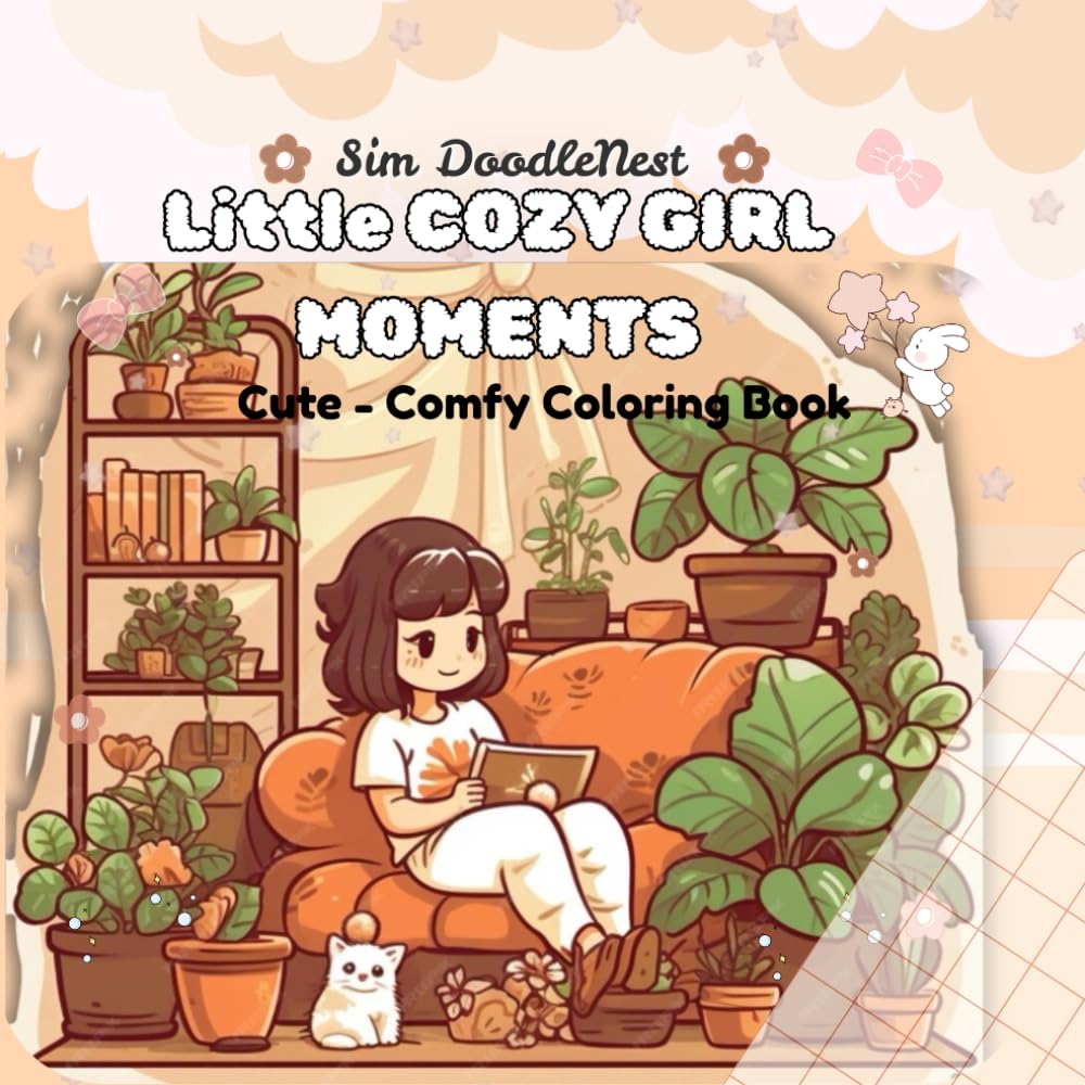 Litle Cozy Girl Moment: Cute and comfy coloring book for kids, teens ; 100 cozy n cute illustrations, stress relief (The Cozy Life Coloring)