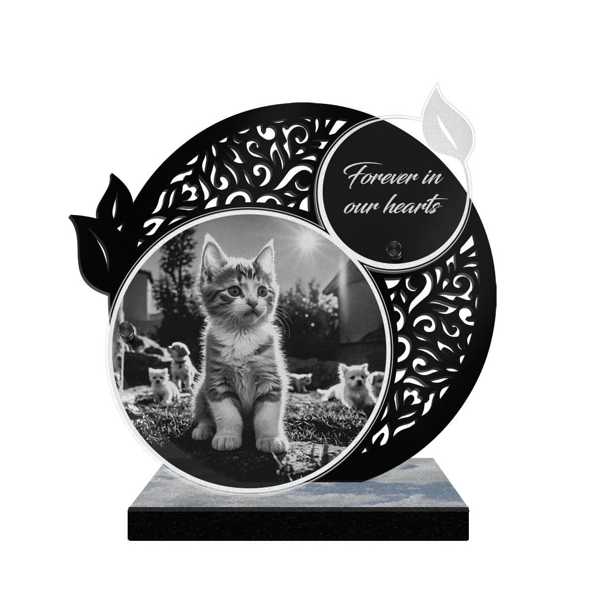 ETERNEL - Personalized Lace Memorial Plaque - Kitten, Cat, Animal - Customizable text, laser-engraved memorial plaque for tribute, cemetery plaque, tombstone, burial, funeral