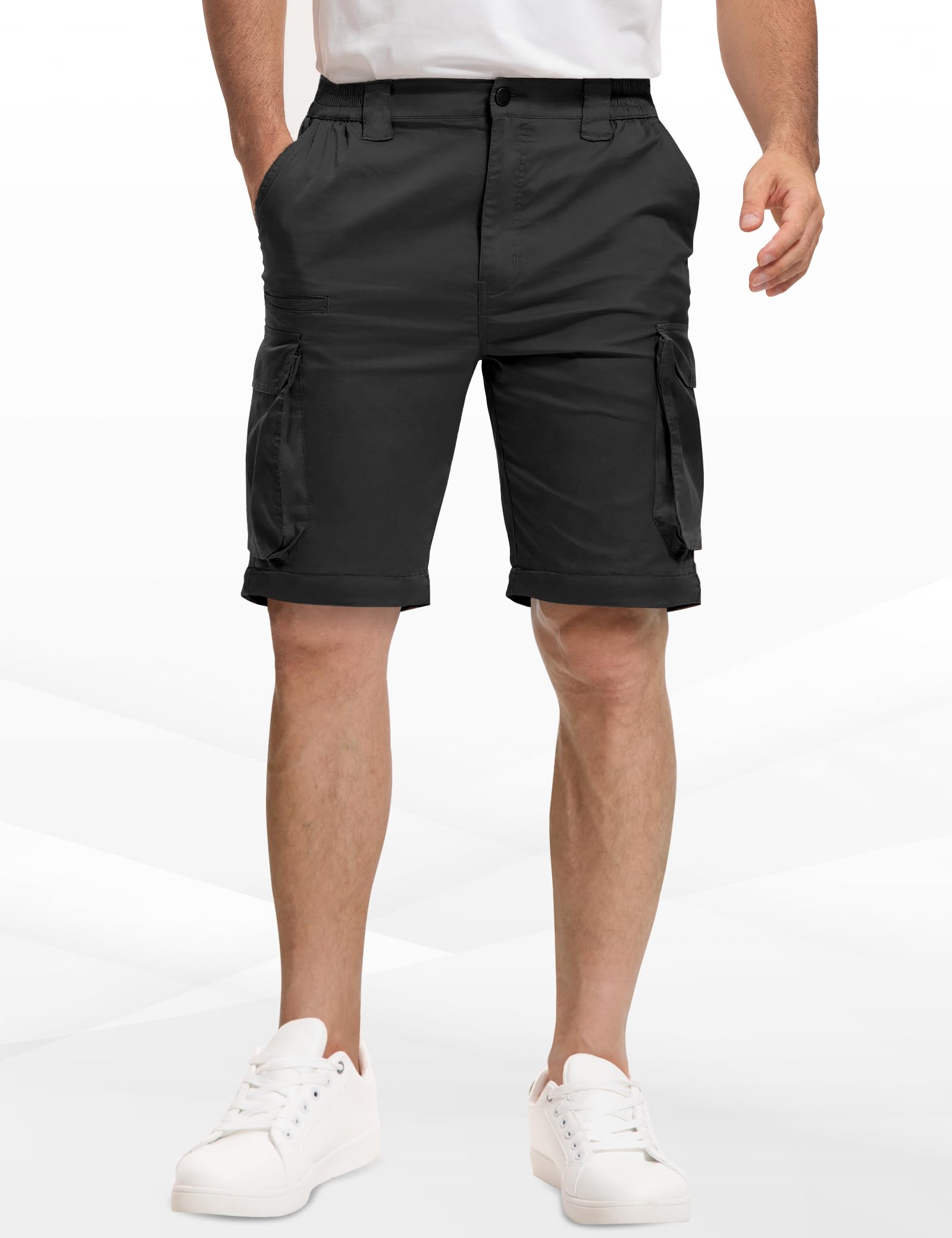 MOURCE Pantalones de senderismo para hombre, con cremallera, ligeros, de secado rápido, 8 bolsillos, para camping, viajes, pesca