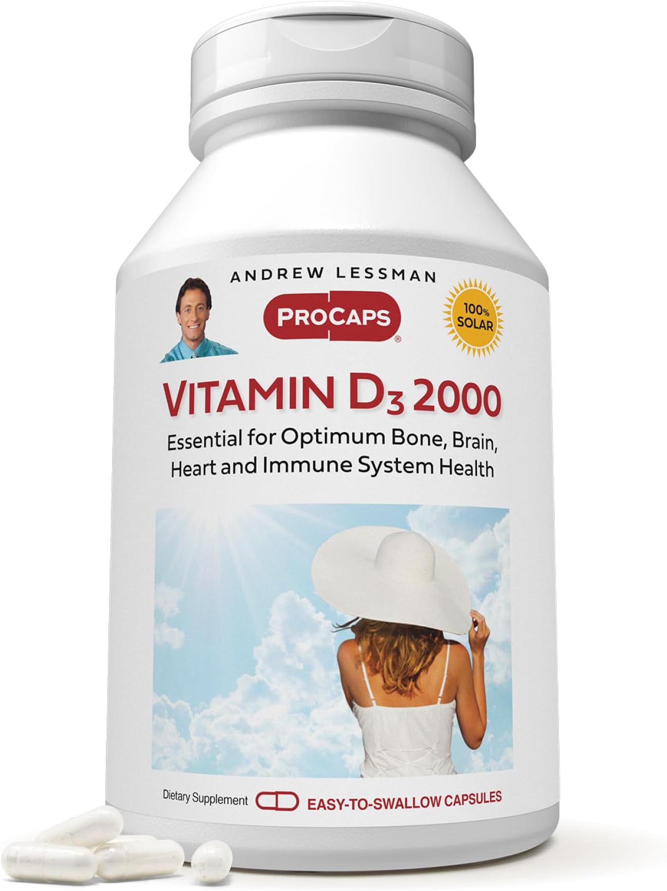Vitamin D3 2000 IU 60 Capsules - High Potency, Essential for Calcium Absorption, Supports Bone Health, Healthy Muscle Function, Immune System, More. Small Easy to Swallow Capsules