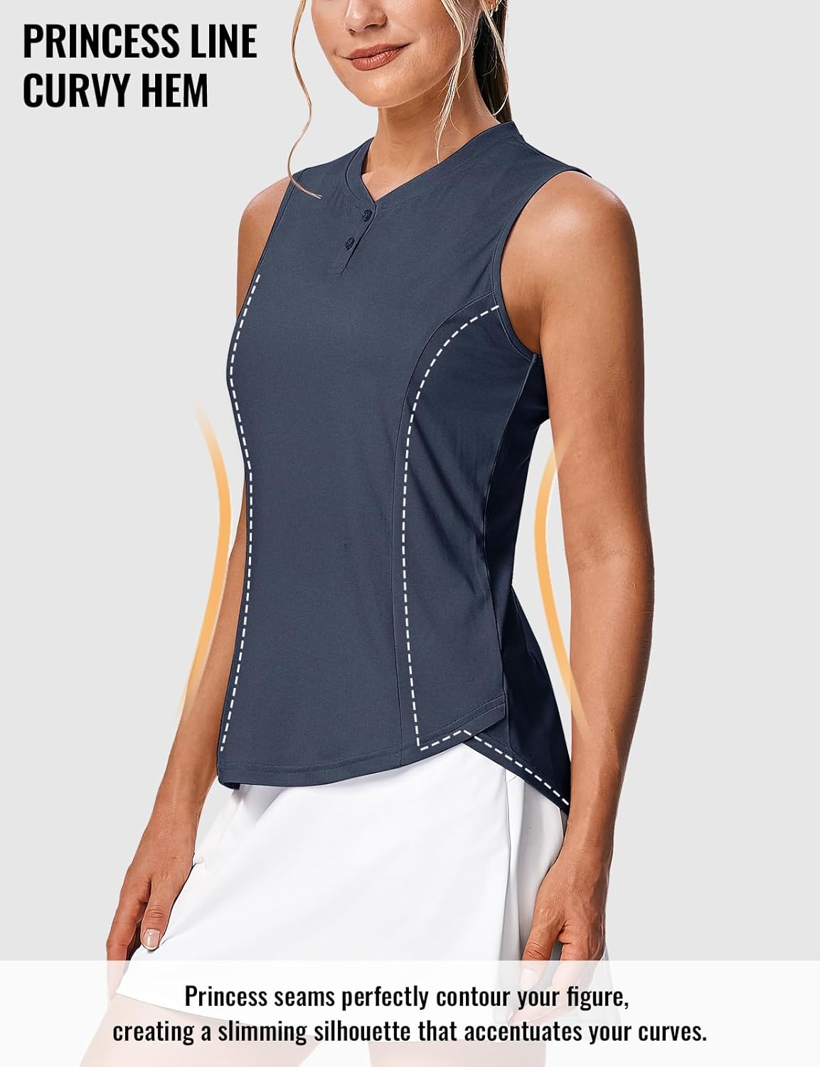 Rdruko Women's Sleeveless Golf Shirts Collarless Dry Fit Polo Tennis Pickleball Athletic Tank Tops