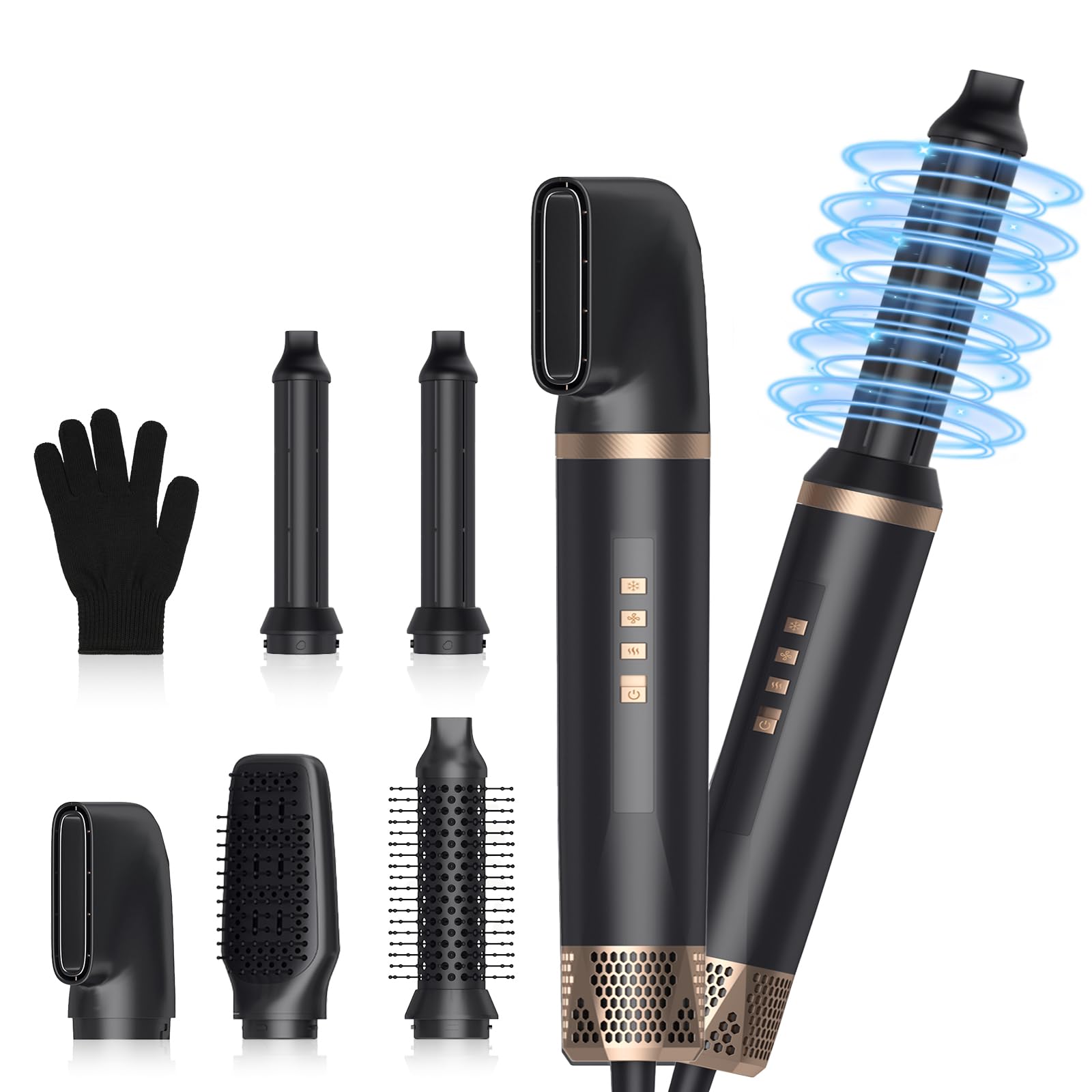 Aolso Spazzola Asciugacapelli 5 in 1,Spazzola Rotante per Capelli con Spazzole Lisciante,Spazzole Elettrica per Capelli per Asciugatura con Phon, Styling Liscio, Ricci,Rivestite in Ceramica
