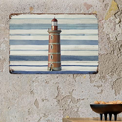 Panneau mural de plage en métal rétro décoratif avec ancre nautique