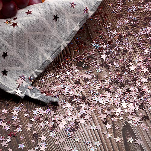 Image of 60 g Star Confetti Glitter Star Table Confetti Metallic Foil Stars for Party Wedding Festival Decorations(Glitter Rose Gold Set, 10mm and 6mm)