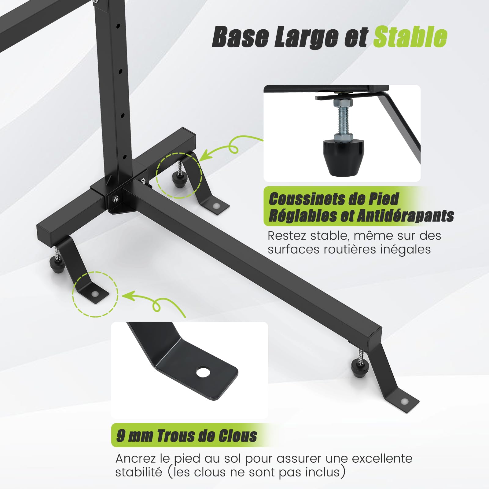 COSTWAY Support pour Kayak Autoportant 2 Couches Hauteur Réglable à 6 Niveaux, pour Canoës Planches à Pagaie et Bateaux avec Couvercles Rembourrés, Capacité 90 kg, pour Intérieur Extérieur, Noir