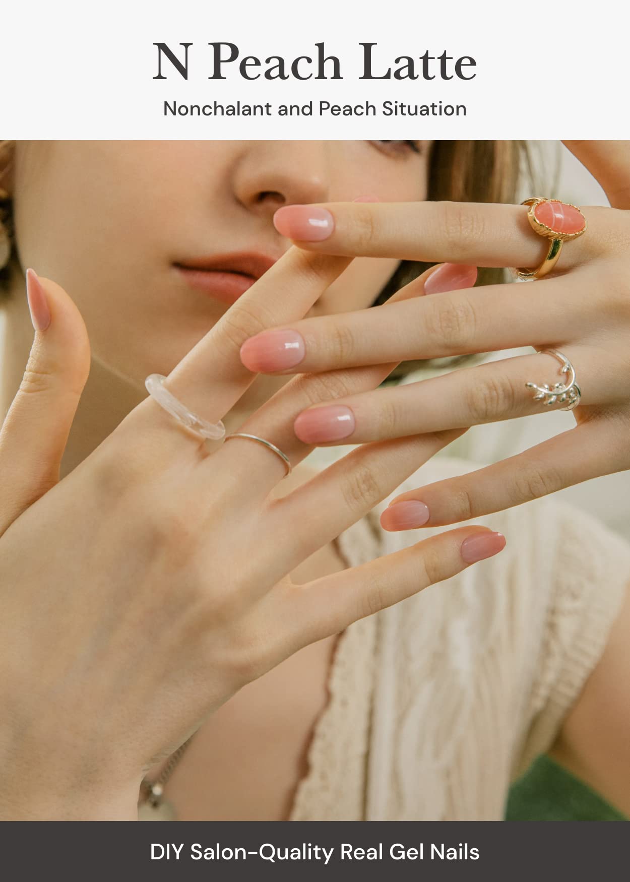 ohora Semi Cured Gel Nail Strips (N Peach Latte), Works with Any UV Lamps, Salon-Quality, Long Lasting - Image 2