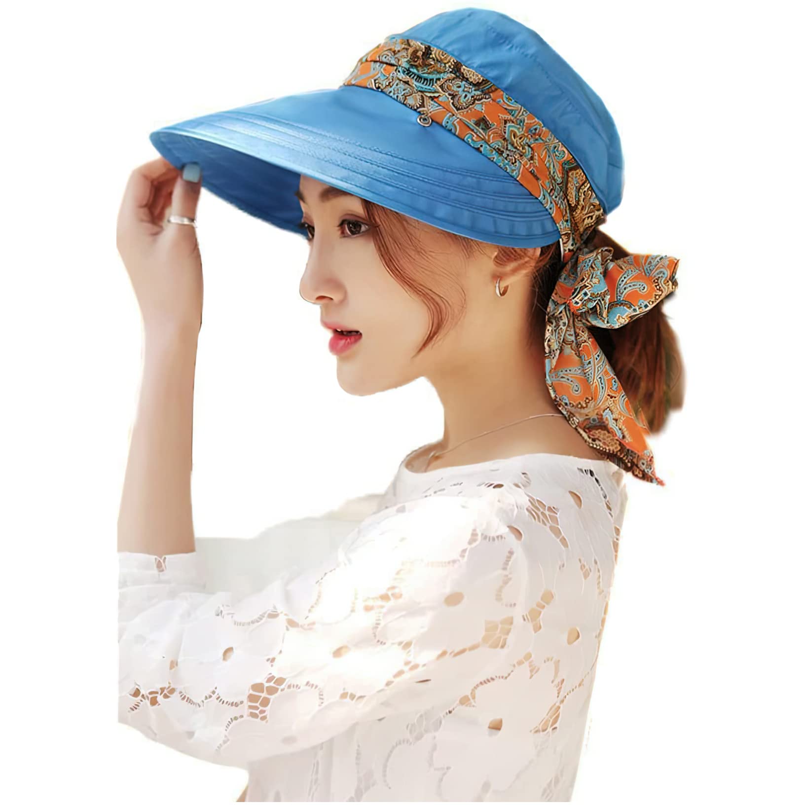 Chapeau De Soleil Femme à Large Bord - Protection Visage Et Cou UPF50+, Pliable, Réglable - Idéal Plage, Voyage, Randonnée