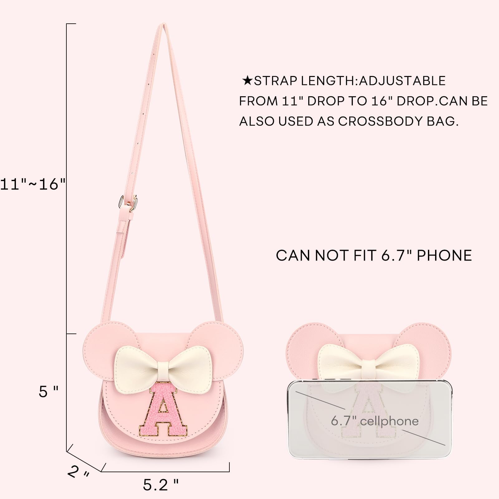 mibasies Toddler Purse Girl Gifts: Girls Birthday Gifts for 3-8 - Toys for Ages 2-4 Purse, Pink, Letter A