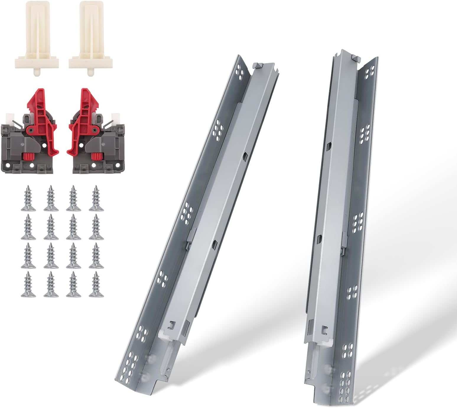 10 Pairs 18" Undermount Soft Close Drawer Slides, Bottom Mount Full Extension Drawer Slides, Zinc Plated Cold Rolled Steel 85 lb Load, Complete Mounting Hardware for Full Kitchen Cabinet Drawers Set