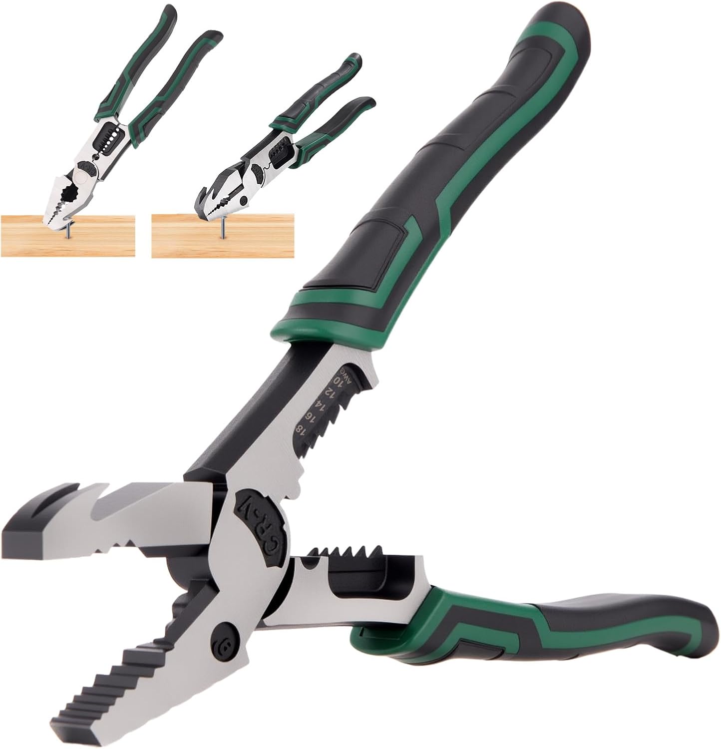 Heavy Duty Lineman Pliers,7-in-1 Multi-Tool with Wire Cutter, Crimper,Stripper & Nail Puller | 9"CRV Steel Combination Pliers for Gripping, Cutting, Stripping, Hammering | Multipurpose Hand Tools