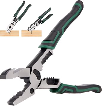 Heavy Duty Lineman Pliers,7-in-1 Multi-Tool with Wire Cutter, Crimper,Stripper & Nail Puller | 9"CRV Steel Combination Pliers for Gripping, Cutting, Stripping, Hammering | Multipurpose Hand Tools