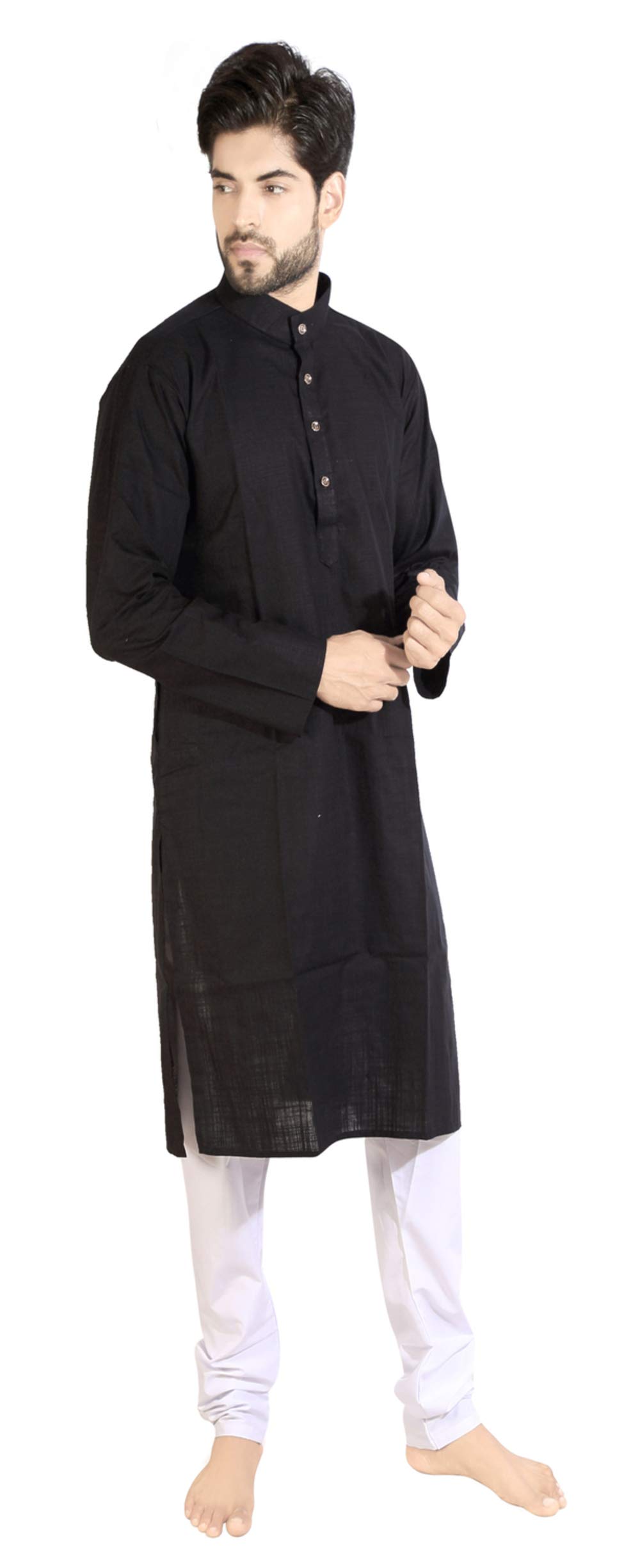 Men Solid Straight Kurta Black