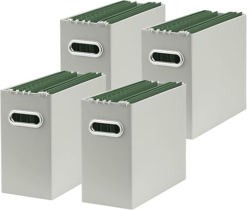 Oterri Organizador de archivos, caja de almacenamiento pequeña, organizador de carpetas de archivos de cartón, caja de archivos plegable,