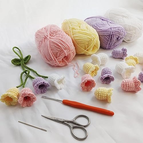 Miniatura 4 de Planta de ganchillo, bonito lirio de valle, espejo retrovisor para colgar en el interior del automóvil, accesorios estéticos de decoración de flores