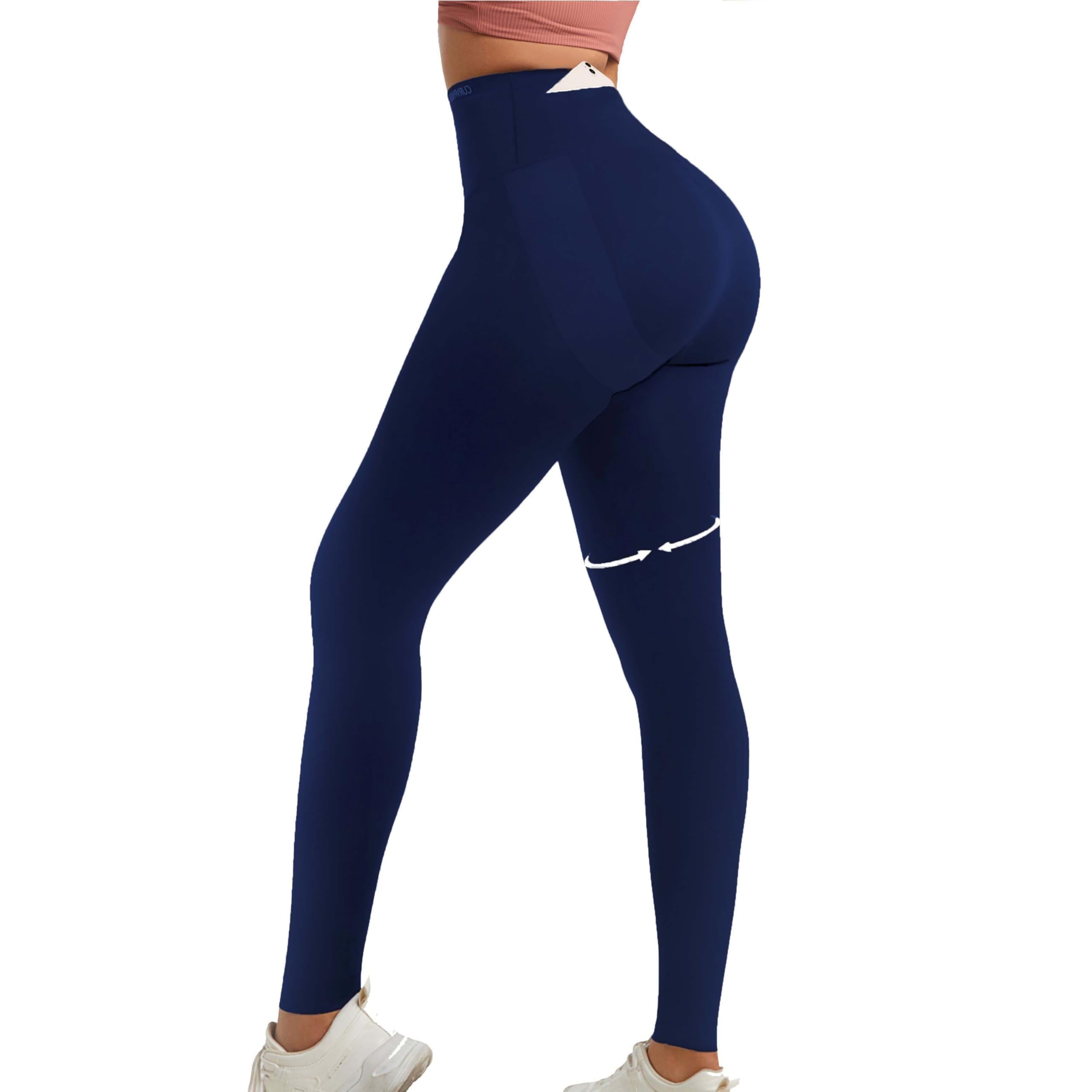 Curvphilo Women's Compression Leggings Butt Lifting Work Out Athletic Gym High Waist Tummy Control Stretchy with Pockets