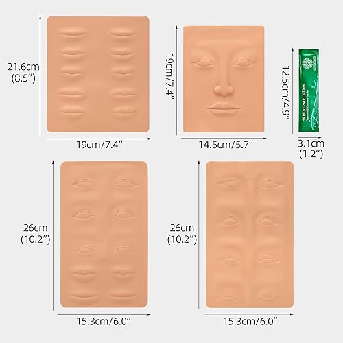 Miniatura 3 de ATOMUS 4 piezas de tatuajes para la piel, microblading para ojos, labios, silicona, piel sintética gruesa para tatuajes, principiantes,