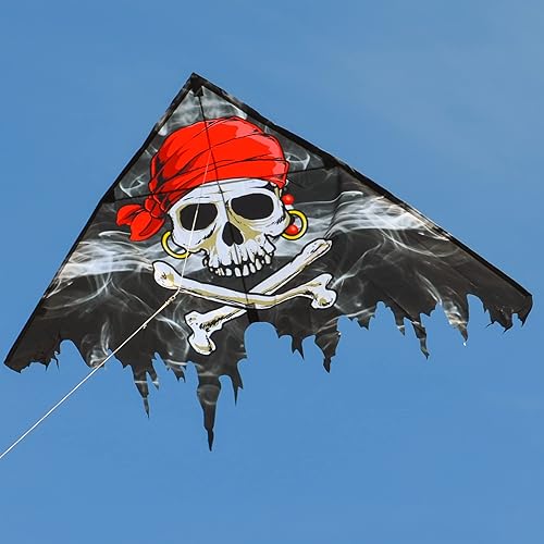 Miniatura 4 de In the Breeze 3257  Smokin' Pirate Fringe 50" Delta Kite  Cometa voladora fácil para todas las edades, actividades de playa para niños y adultos