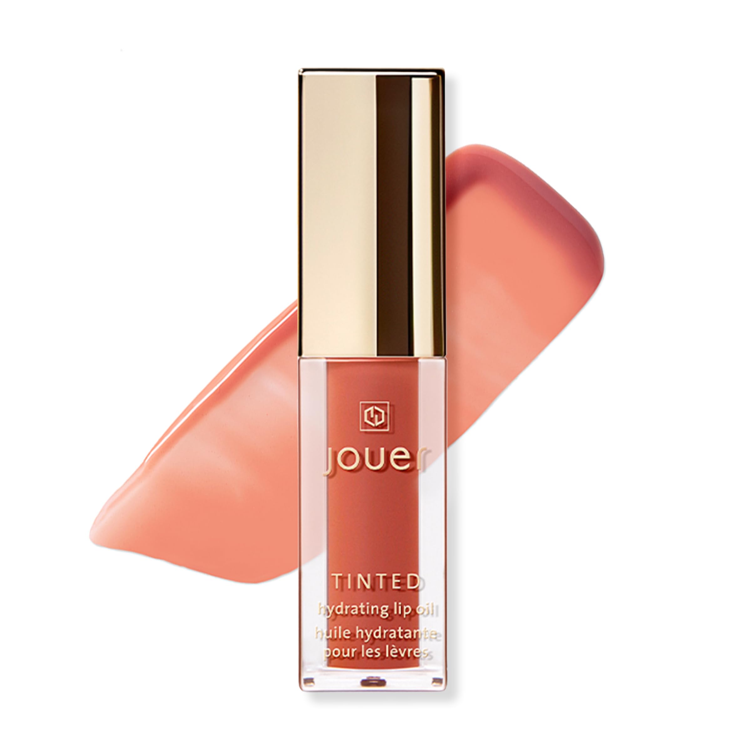 Jouer Essential Tinted Hydrating Lip Oil Gloss – Moisturizing Dry Lip Treatment Serum - Fragrance Free Tinted Lip Oil - Jojoba Seed Oil and Apricot