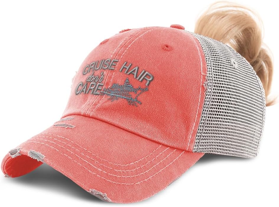 Speedy Pros Ponytail Cap Women's Baseball Cap Embroidered Cruise Hair Don't Care Cotton