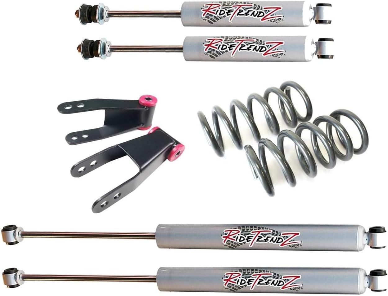 RTZ - Compatible with Ford Ranger Pickup Full Lift Kit 2.5" Front Lift Coil Springs + Adjustable Rear 1-2" Lift Shackles + Set of RTZ Primo Nitrogen Gas Charged Shocks 6 Cylinder Motor 2WD