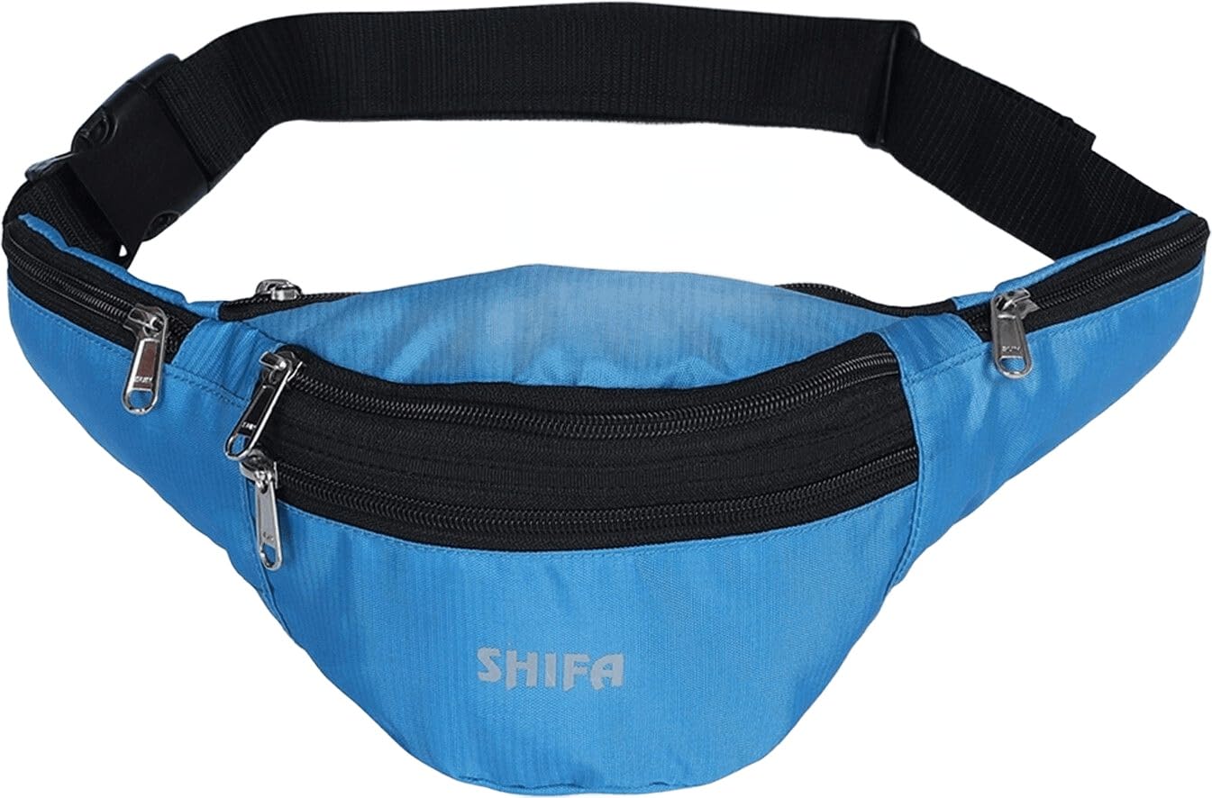 Adjustable Waist Bag 3L Durable Polyester Fanny Pack with 5 Compartments for Men and Women | Travel Sports Running Fitness Gear Black Blue-image-41