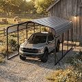 Car Ports 12x20 Heavy Duty, 12x20 ft Galvanized Steel Roof Carport Kit, Reinforced Base Bike Tent Storage Option, Metal Outdoor Garage 12x20 Carport Shelter, Gray