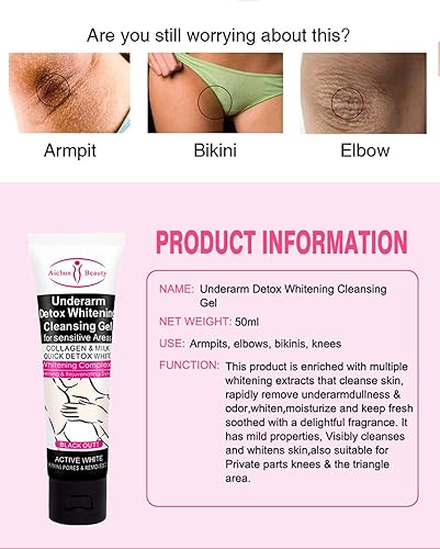 Miniatura 5 de AICHUN BEAUTY Gel limpiador de desintoxicación de rodillas de axilas para áreas de triángulo sensible, colágeno y leche, purificación de poros