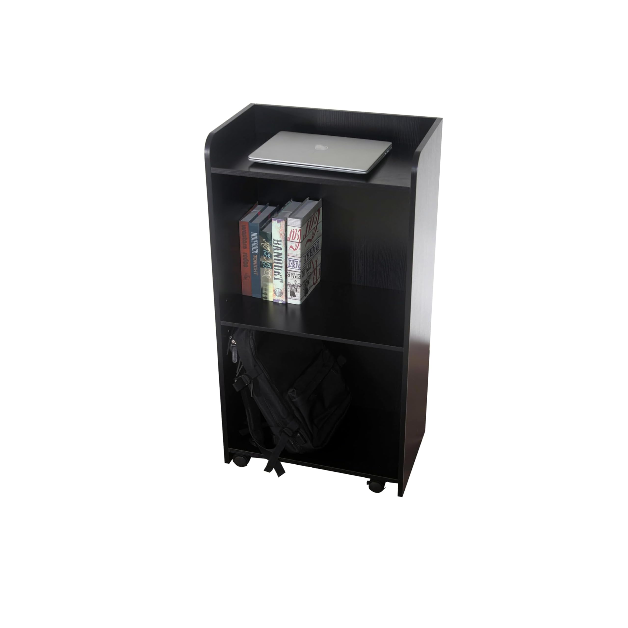 Lecterns & Podiums, Podium Stand with Wheels and Storage Layer, Portable Podium Reception Desk, Suitable for Church pulpits, Mobile lecterns for Meetings, and classrooms Black