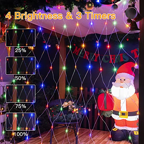 Ollny Net Lights Outdoor, 200 Led Mesh Lights Waterproof, 8 Modes&Timer Remote Connectable, Plug In Tree Warp Lights For Bush Tree Shrubs Garden Party Holiday Decorations(9.8X6.6Ft,Multicolor) #TOP6